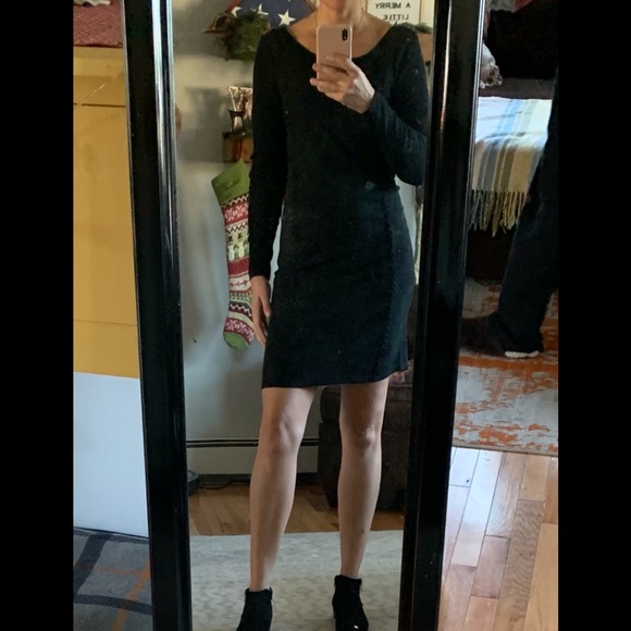 INC Black Faux Suede Sweater Midi dress Sz SM NWOT - Picture 5 of 10